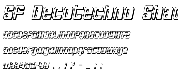 SF DecoTechno Shaded Oblique font